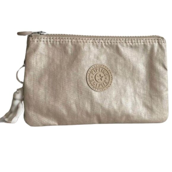 brand new Kipling CREATIVITY LARGE POUCHE metallic silver Multi-use makeup bag - Picture 1 of 7